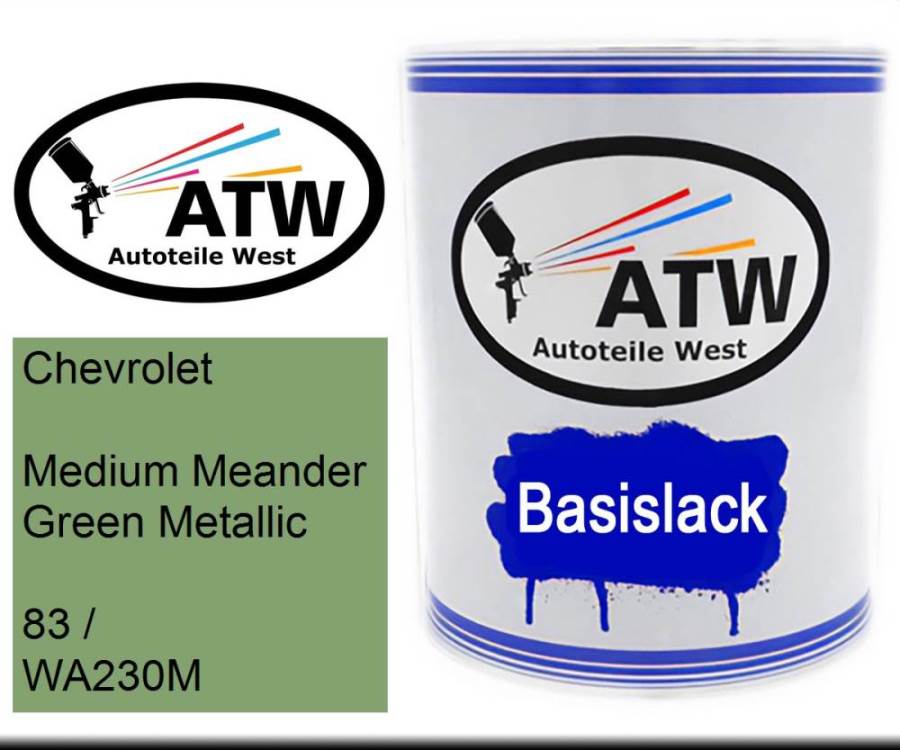 Chevrolet, Medium Meander Green Metallic, 83 / WA230M: 1L Lackdose, von ATW Autoteile West.